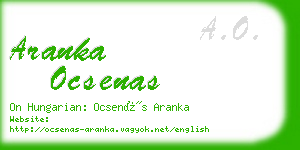 aranka ocsenas business card